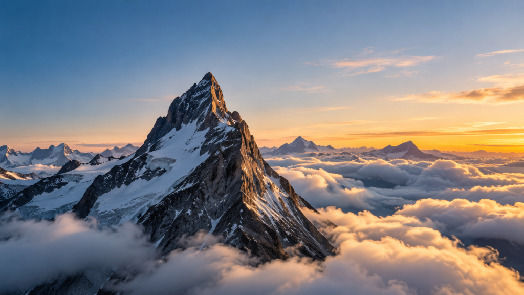 sommet alpin au dessus des nuages